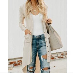 New Button Down Pocketed Knit Cardigan
